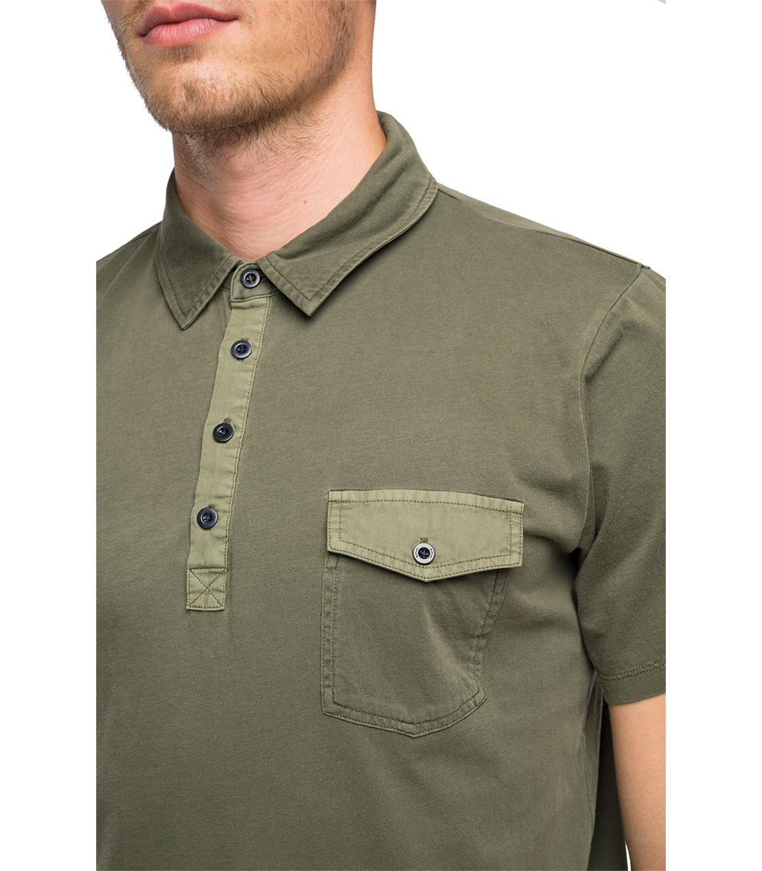 ESSENTIAL ガーメントダイコットンジャージーポロシャツ 詳細画像 アーミーグリーン 6